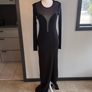 Lulu's Black Mesh Long Sleeve Dress